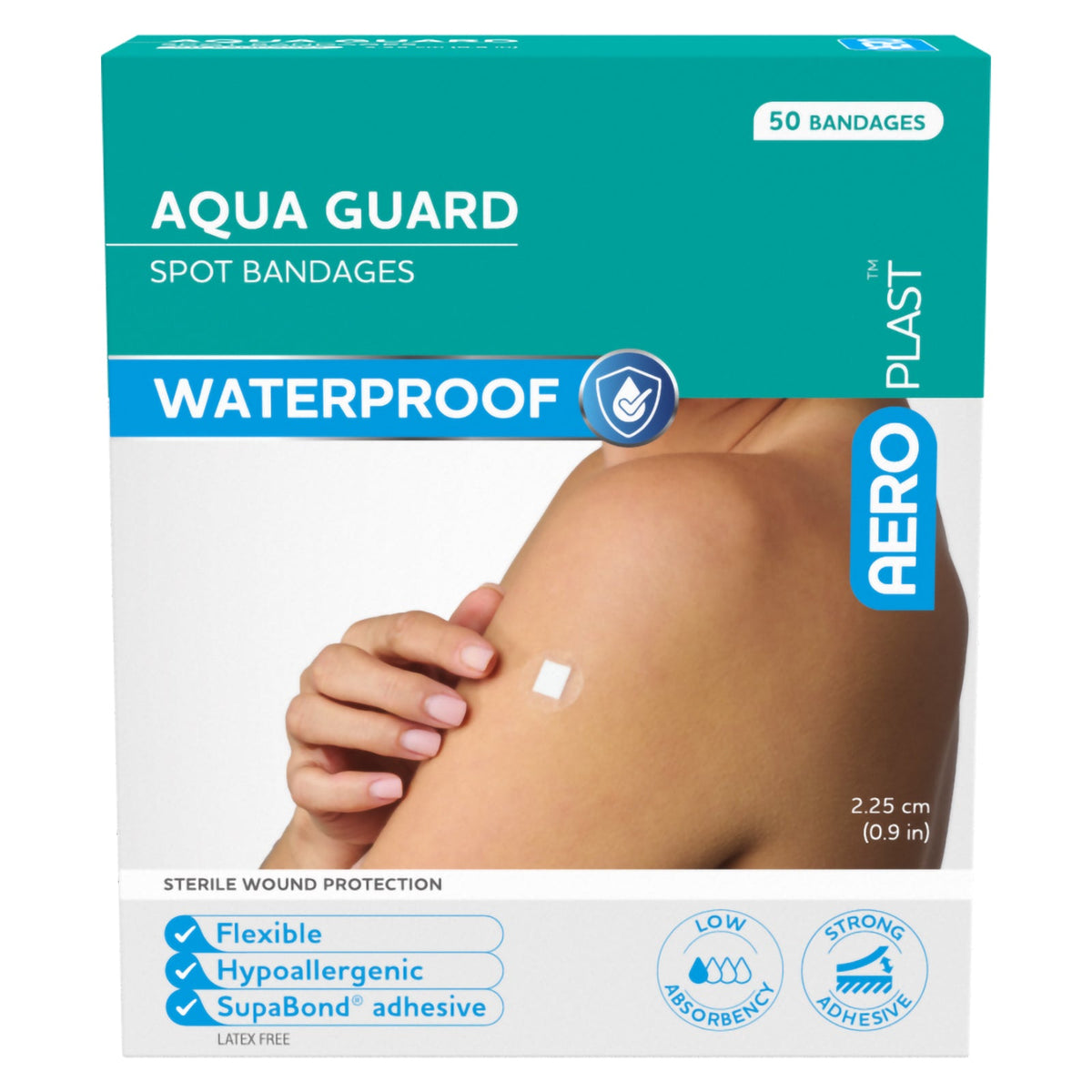 AeroPlast AquaGuard Spot Dressings Waterproof 2.25 x 2.25cm Box 50