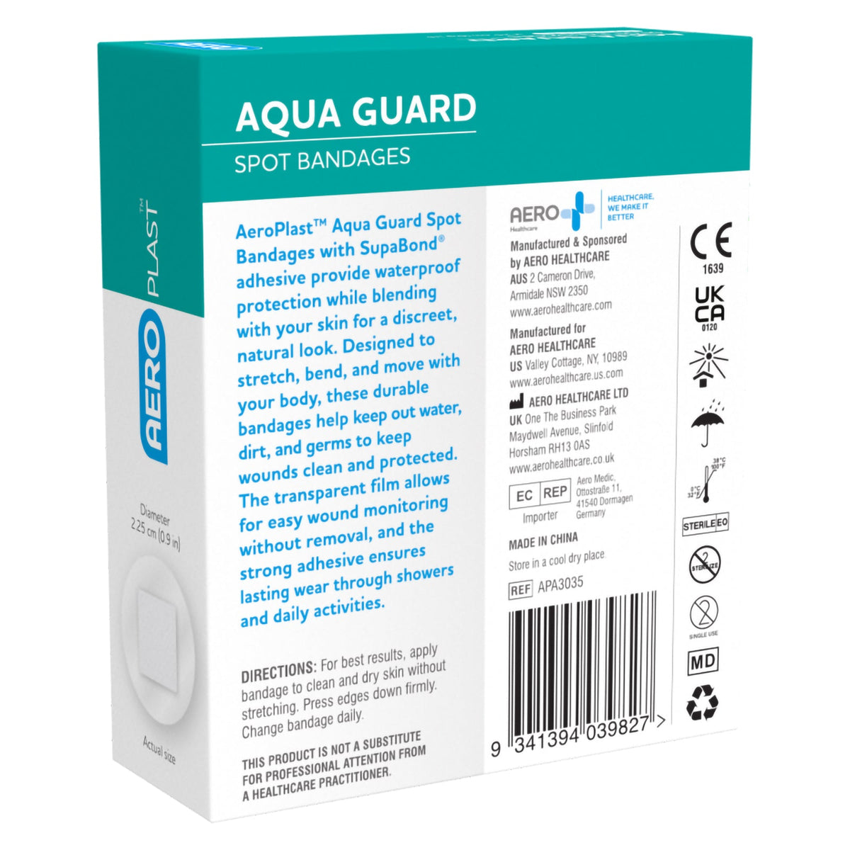 AeroPlast AquaGuard Spot Dressings Waterproof 2.25 x 2.25cm Box 50