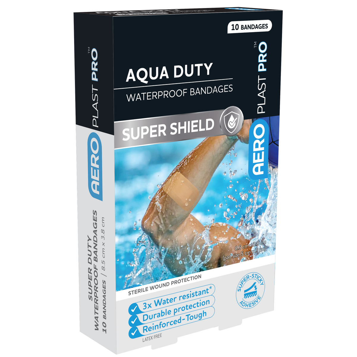 Aeroplast Aqua Duty Waterproof Bandages 8.5 x 3.8cm Pack of 10