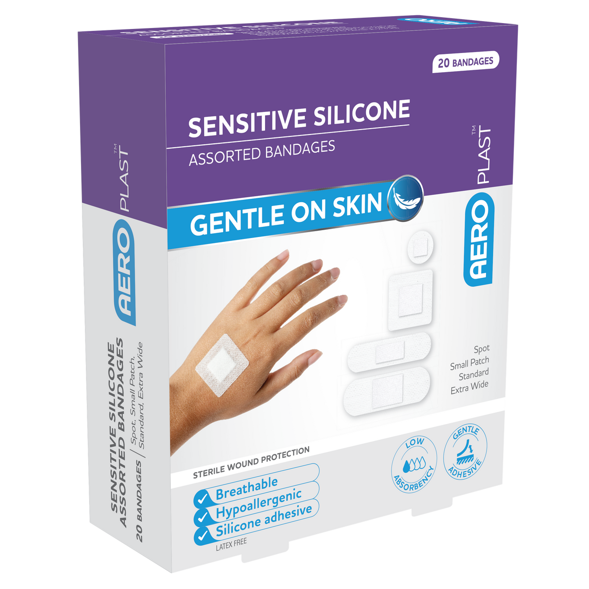 AeroPlast Sensitive Silicone Assorted Dressings Pack of 20