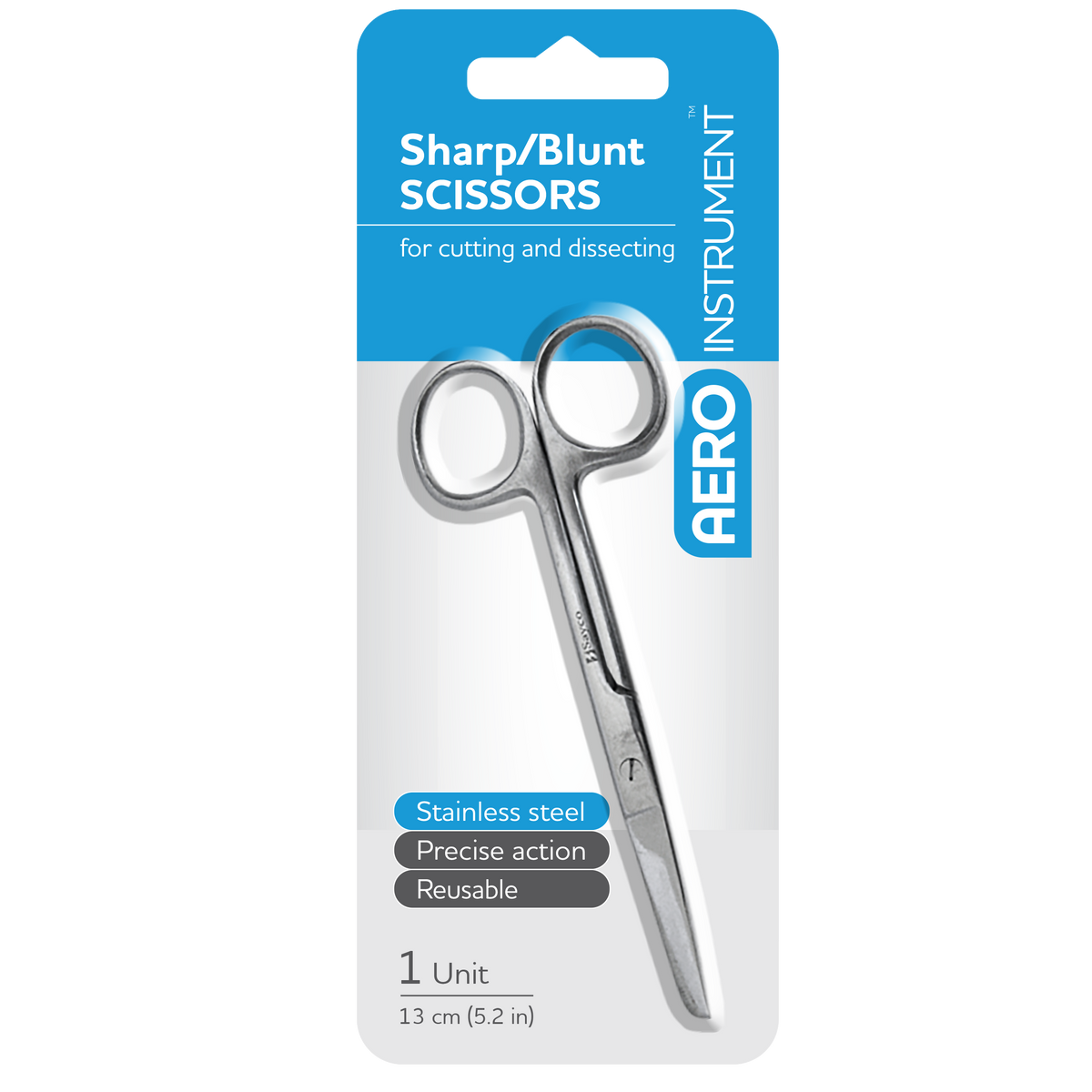 AEROINSTRUMENT Stainless Steel Sharp Blunt Scissors 13cm