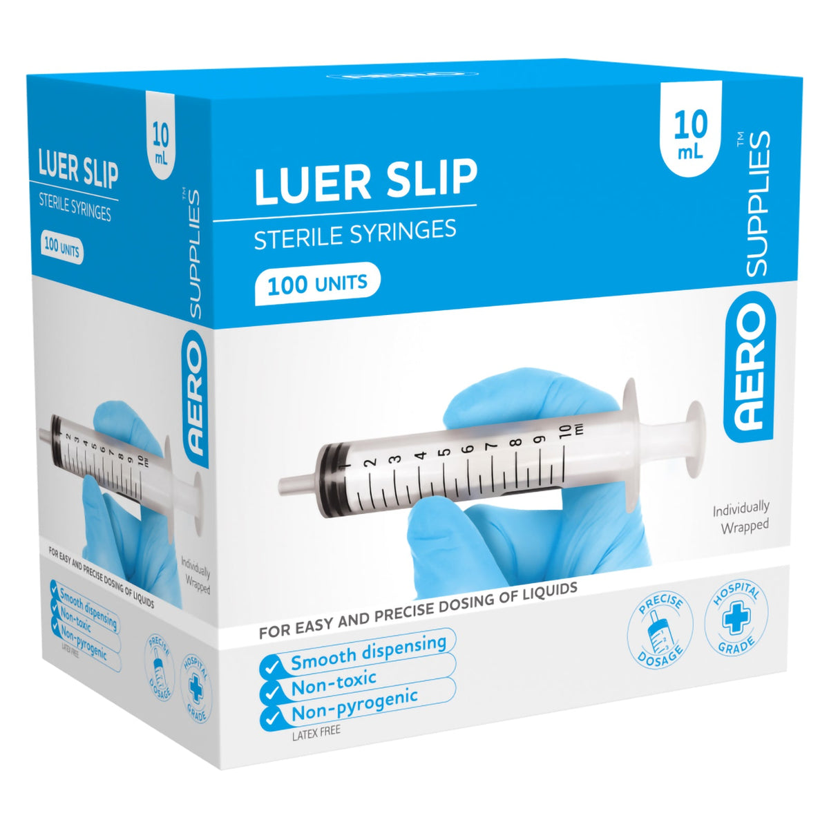 AeroSupplies LuerSlip Syringe 10ml Box 100