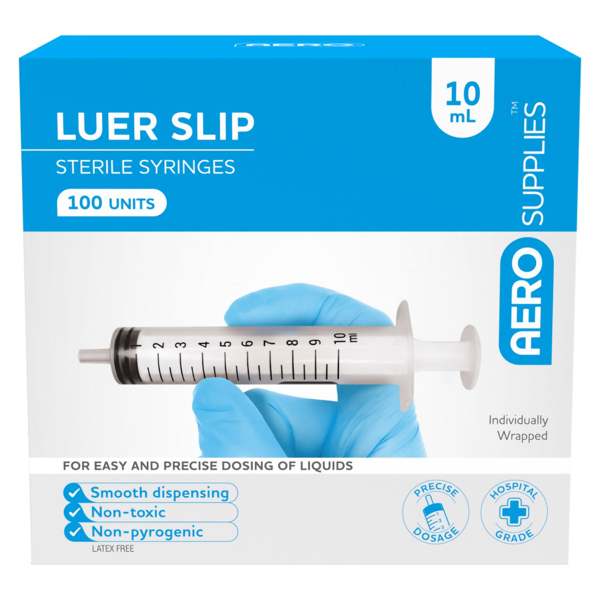 AeroSupplies LuerSlip Syringe 10ml Box 100