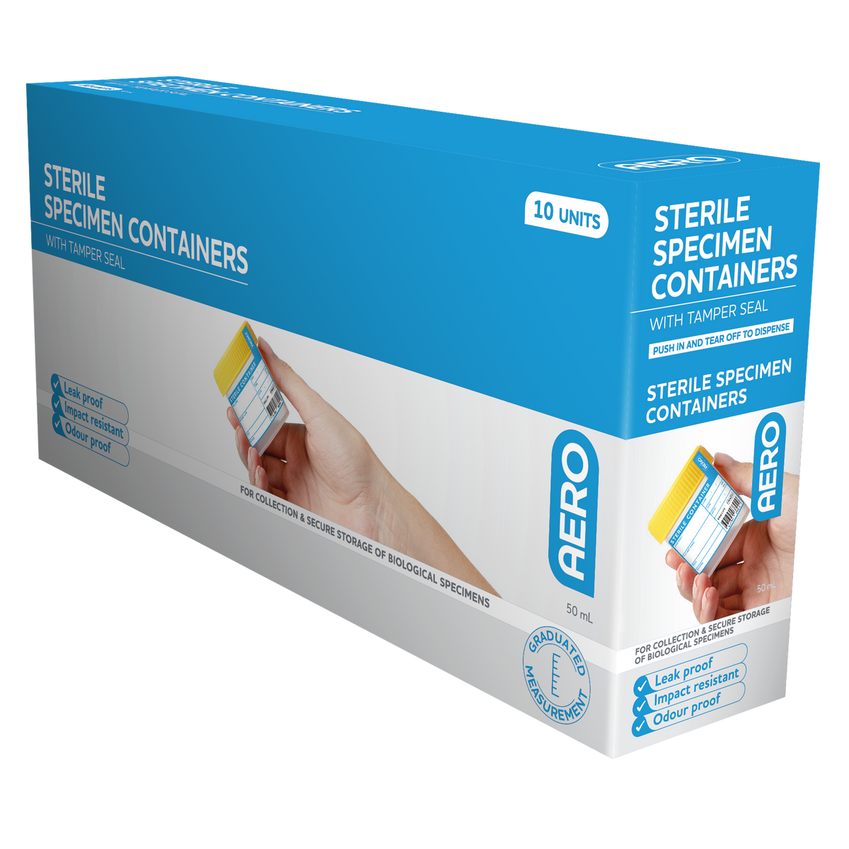 AeroSupplies Sterile Specimen Jar 50mL Box/10