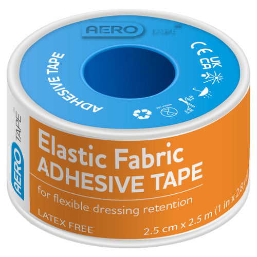Aerotape Elastic Fabric Adhesive Tape 2.5cm x 2.5m Pack of 6