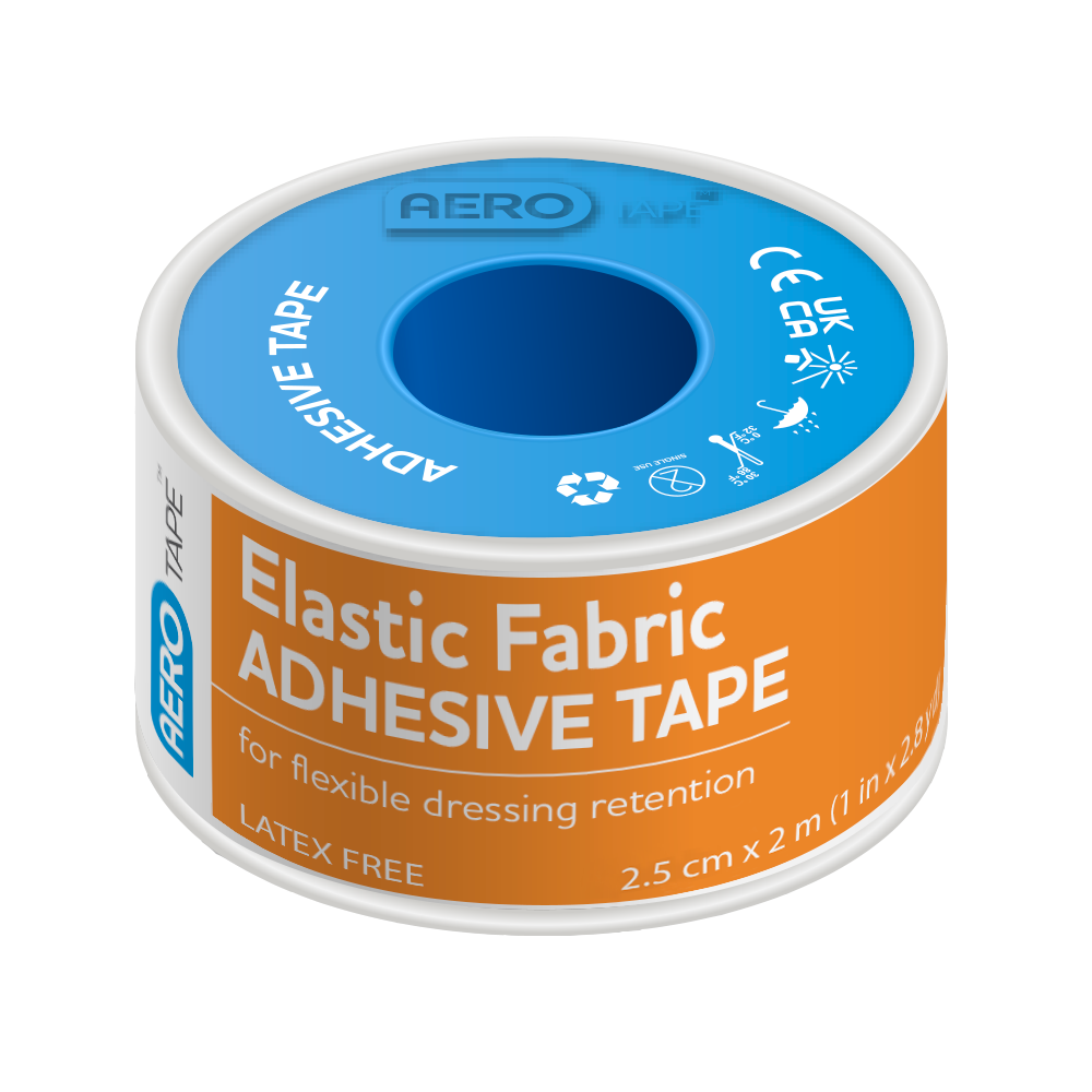 Aerotape Elastic Fabric Adhesive Tape 2.5cm x 2.5m Pack of 6