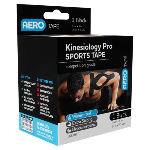 AeroTape Black Kinesiology Pro Sports Tape 5cm x 5M