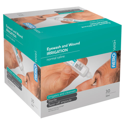AeroWash Sodium Chloride Eyewash Ampoule 30mL Box/30