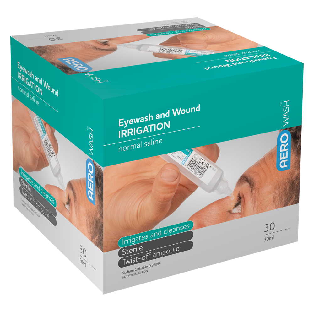 AeroWash Sodium Chloride Eyewash Ampoule 30mL Box/30