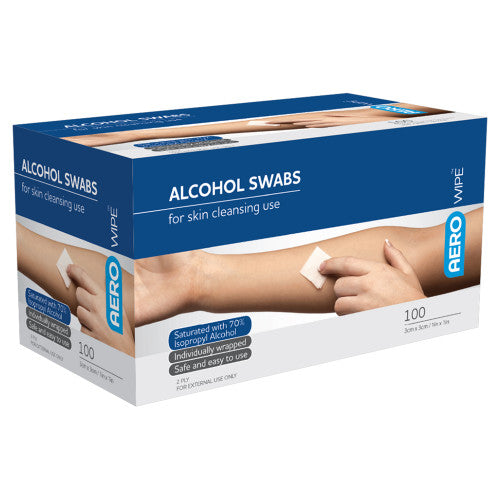 AeroWipe 70% Isopropyl Alcohol Swab 3 x 3cm Box/100