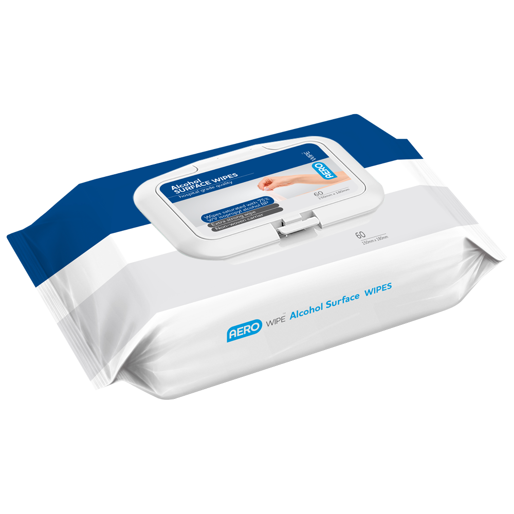 AeroWipe 75% Isopropyl Alcohol Surface Wipes Pouch/60