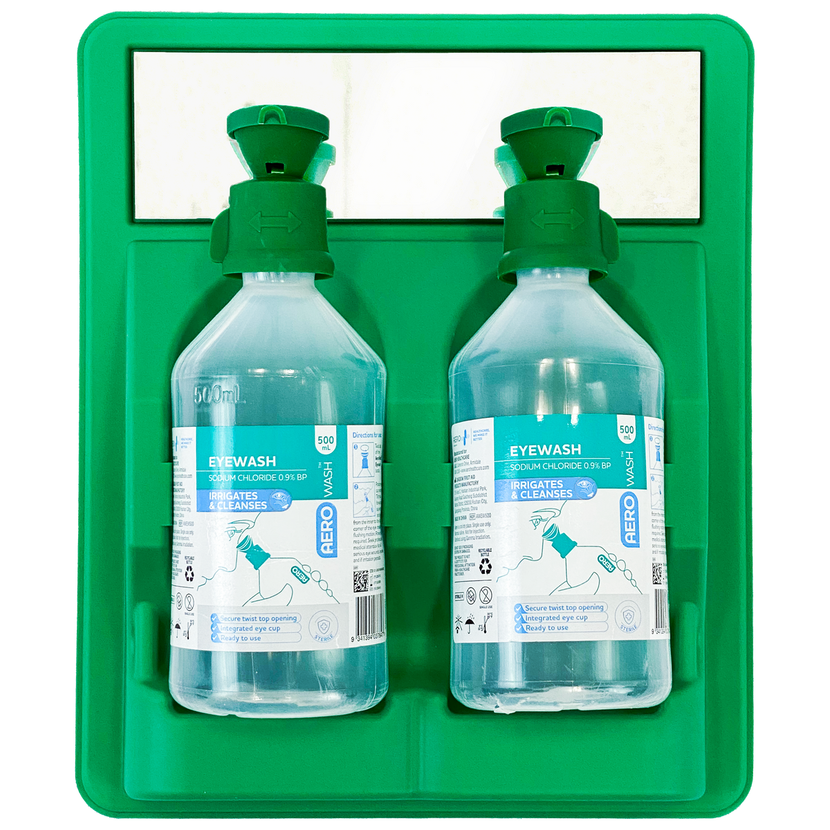 AeroWash Eyewash Station 2 x 500ml Bottles