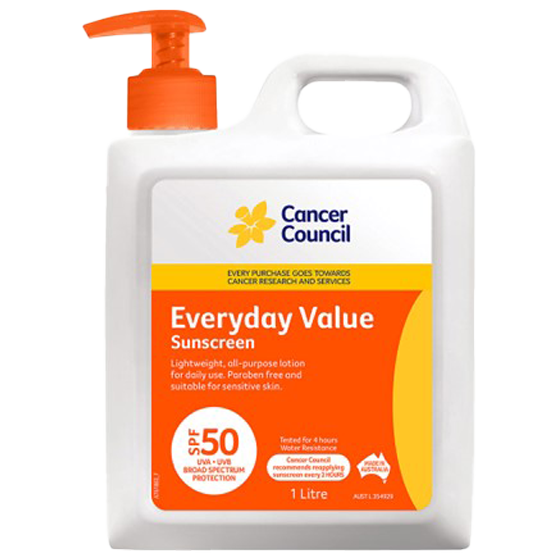 Cancer Council SPF50 Everyday Value Sunscreen Pump 1L Pack of 6