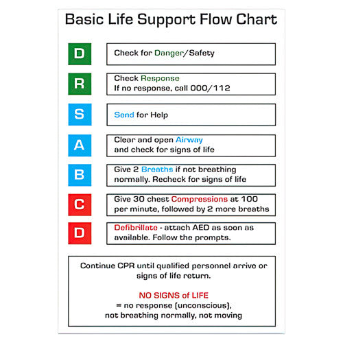 AeroGuide CPR Flow Chart Card 10 x 14cm
