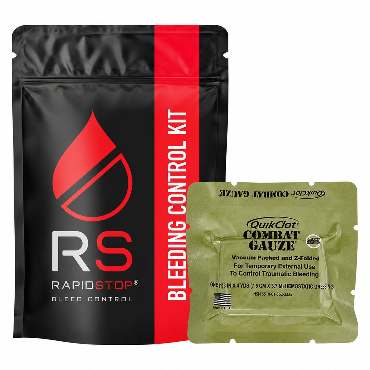 RapidStop Bleed Control Small Pack with QuikClot Combat Gauze