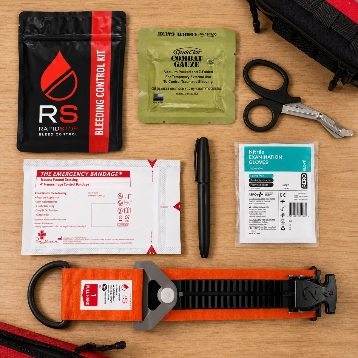 RapidStop Bleed Control Small Pack with QuikClot Combat Gauze