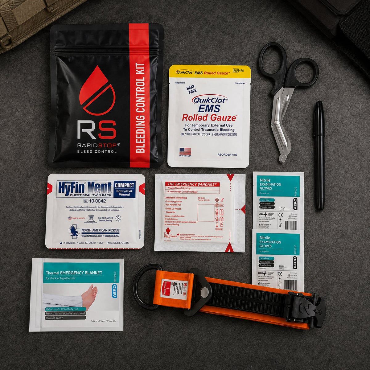 RapidStop Bleed Control Medium Pack with QuikClot EMS Roll