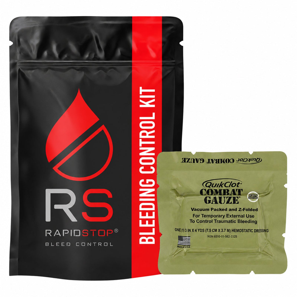 RapidStop Bleed Control Medium Pack with QuikClot Combat Gauze