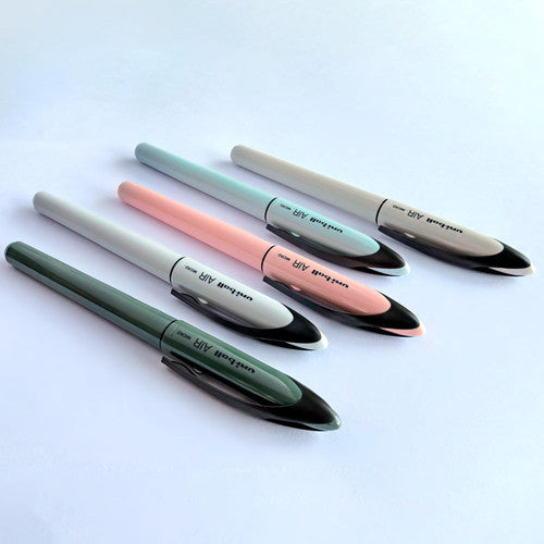 Uni-Ball Air Colour Steel Blue Pastel Micro Liquid Ink Rollerball Pen Black Box Of 12