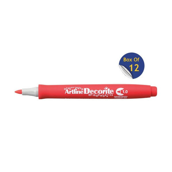 Artline Decorite Marker 1.0mm Red Box of 12