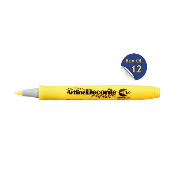 Artline Decorite Marker 1.0mm Yellow Box of 12