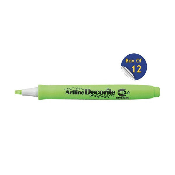 Artline Decorite Marker 3.0mm Yellow Green Box of 12