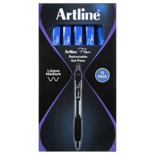 Artline Flow Retractable Pen Blue Box of 12
