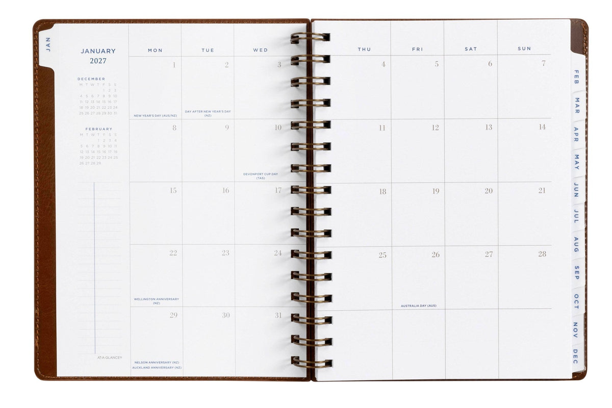 At-A-Glance Signature Diary 2027 A5 Week To View Brown