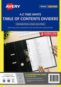 Avery White Polypropylene Index Dividers A-Z 26 Tab L7411-AZ