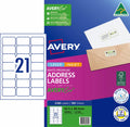 AveryEco Quick Peel Address Labels with Sure Feed L7160 2100 Pack 63.5 x 38.1mm Laser White 21UP