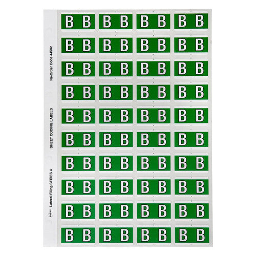 Avery Alphabetical B Side Tab Colour Coding Label 25 x 42mm Dark Green 240 Pack