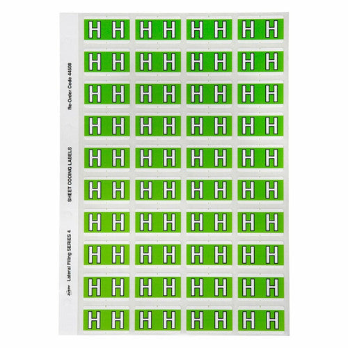 Avery Alphabetical H Side Tab Colour Coding Label 25 x 42mm Light Green 240 Pack