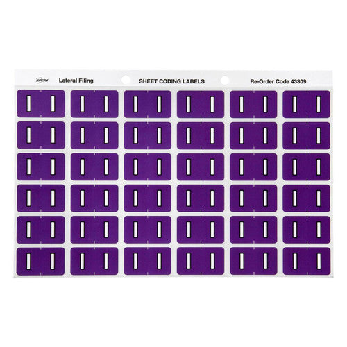 Avery Alphabetical I Side Tab Colour Coding Label 25 x 38mm Purple 180 Pack