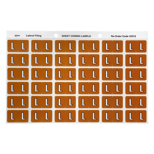 Avery Alphabetical L Side Tab Colour Coding Label 25 x 38mm Mustard 180 Pack