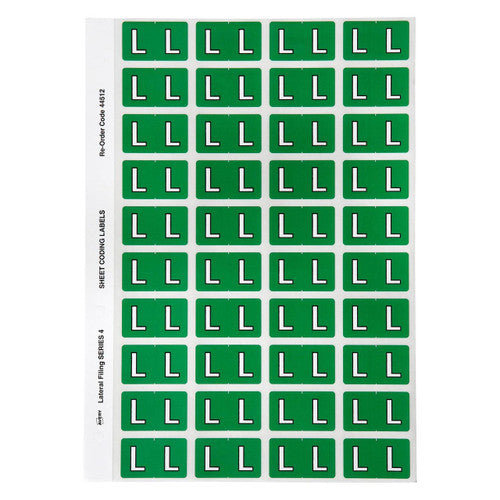 Avery Alphabetical L Side Tab Colour Coding Label 25 x 42mm Dark Green 240 Pack
