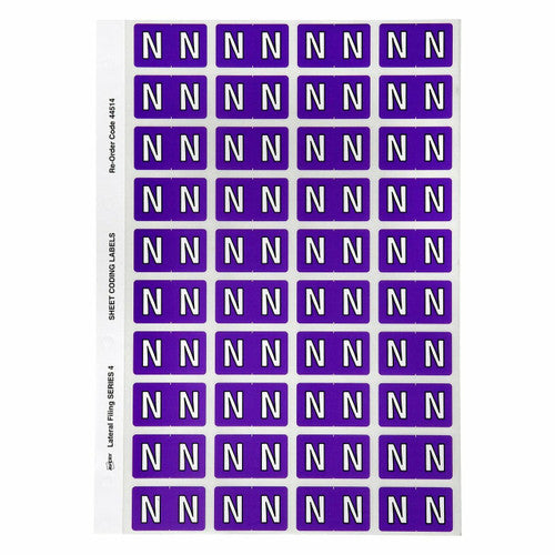Avery Alphabetical N Side Tab Colour Coding Label 25 x 42mm Purple 240 Pack