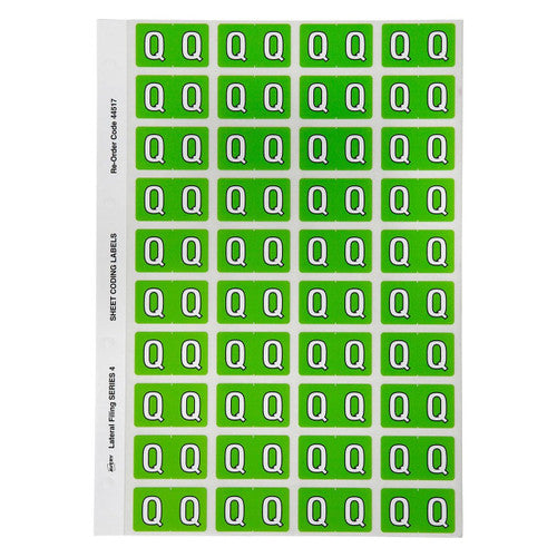 Avery Alphabetical Q Side Tab Colour Coding Label 25 x 42mm Light Green 240 Pack
