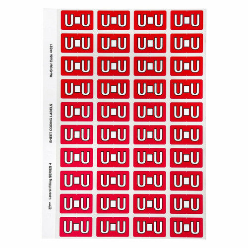 Avery Alphabetical U Side Tab Colour Coding Label 25 x 42mm Red 240 Pack