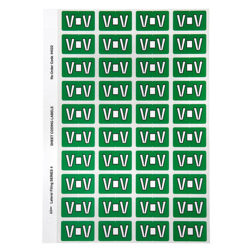 Avery Alphabetical V Side Tab Colour Coding Label 25 x 42mm Dark Green 240 Pack