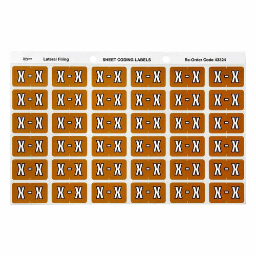 Avery Alphabetical X Side Tab Colour Coding Label 25 x 38mm Mustard 180 Pack