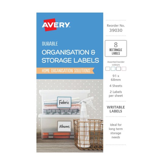 Avery Assorted Durable Labels A6 Rectangular 91 x 68mm Pack 4