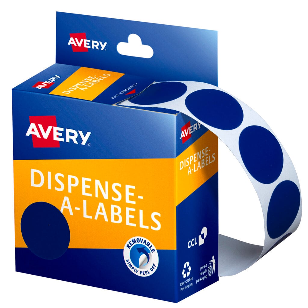 Avery Blue Dispenser Labels Circle 24mm 500 Pack