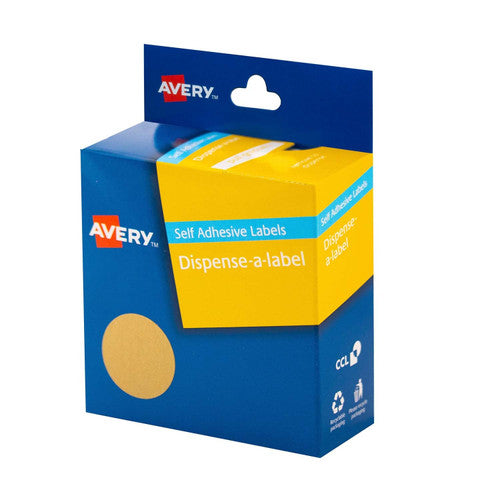 Avery Kraft Brown Circle Dispenser Labels 24mm Removable 400 Pack