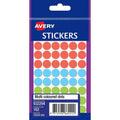 Avery Assorted Dot Stickers 12mm diameter Pack 162