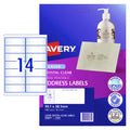 Avery Crystal Clear Address Labels L7563 99.1 x 38.1mm 14UP 140 Labels