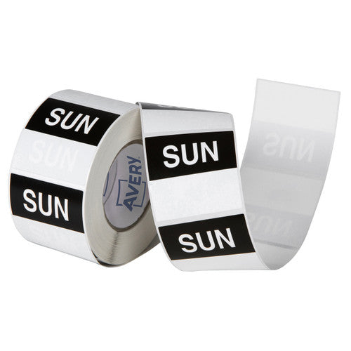 Avery Sunday Day Labels 40 x 40mm Square Black and White Removable 500 Roll