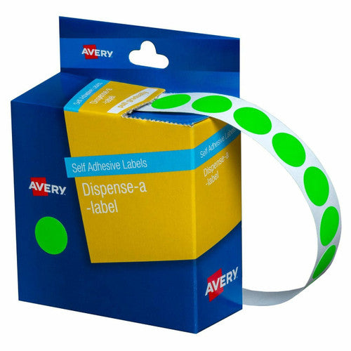 Avery Fluoro Green Circle Dispenser Labels 14mm Removable 700 Pack