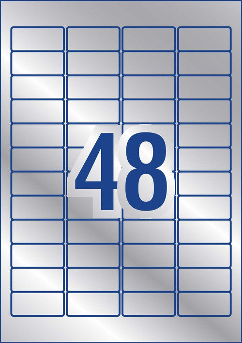 Avery Silver Heavy Duty Labels L6009 45.7 x 21.2mm 48UP 960 Labels