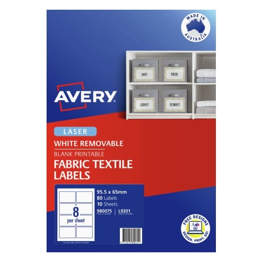 Avery Printable Fabric Textile Labels 95.5 x 65mm Pack