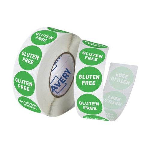 Avery Gluten Free Allergy Labels 24mm Round, 1000 Per Roll
